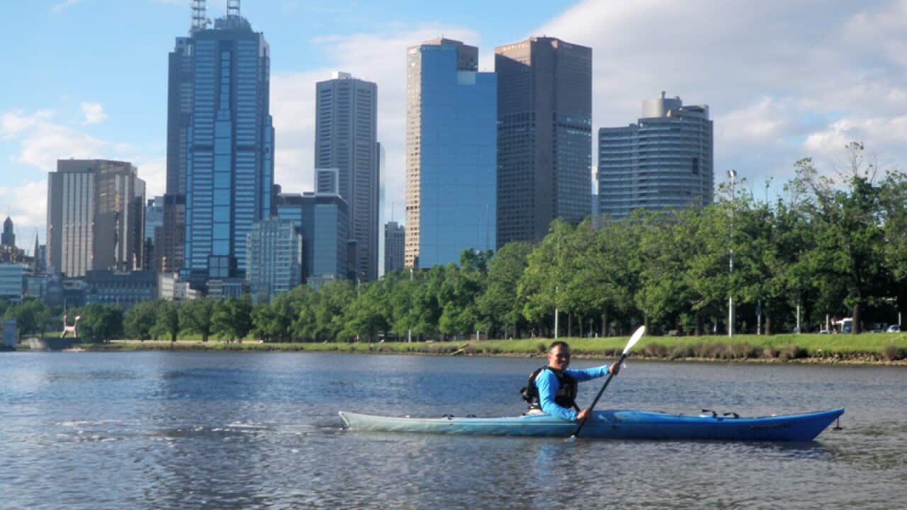 Melbourne's skyline from the Yarra River.