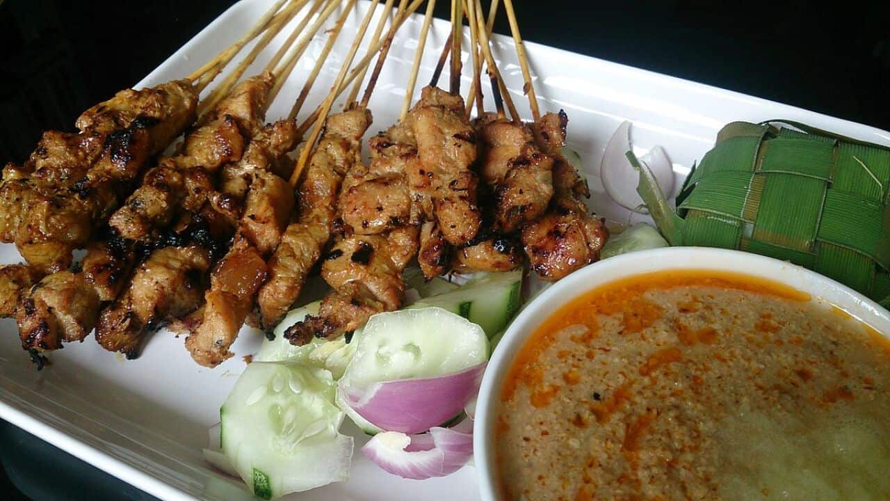 Satay and peanut sauce.