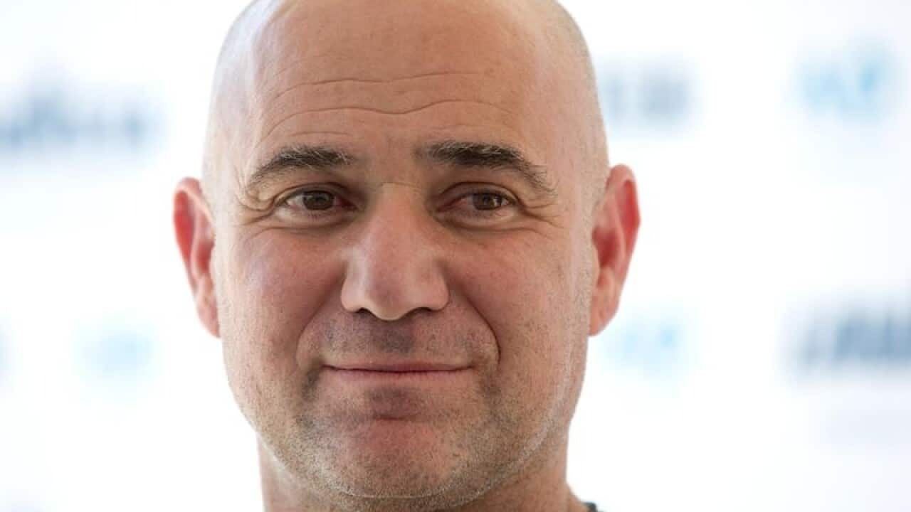 Andre Agassi during a promotional event at Melbourne Park