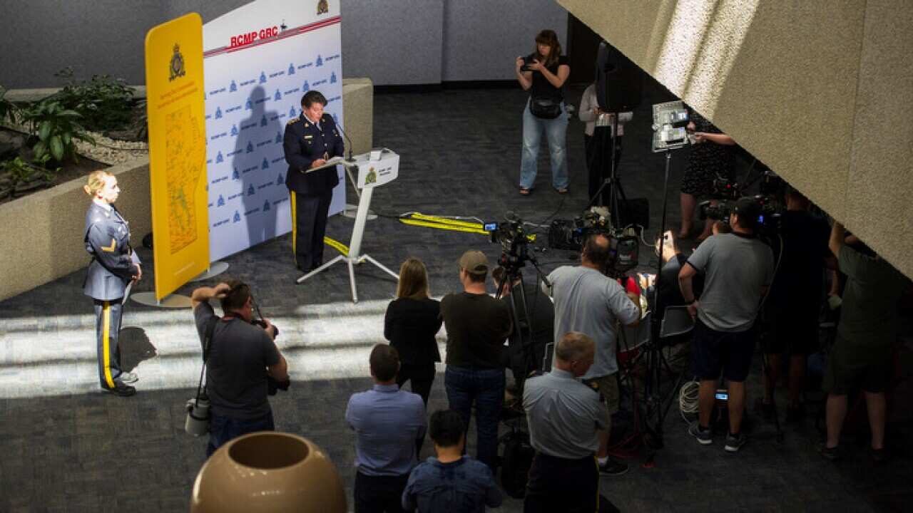 RCMP Assistant Commissioner Jane MacLatchy,  speaks at a news conference in Winnipeg