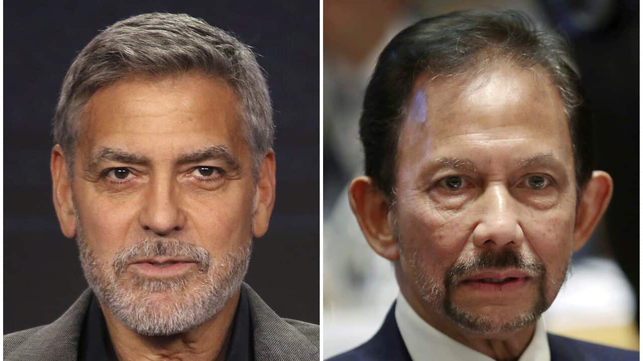  George Clooney and Sultan Hassanal Bolkiah.