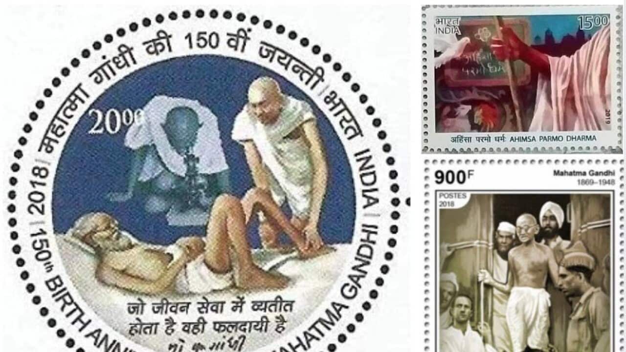 Postal stamp on Mahatma Gandhiji