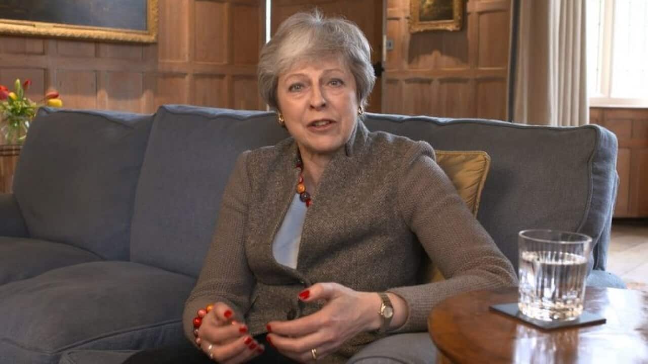 Prime Minister Theresa May addresses the nation in a video message filmed at her Chequers country retreat