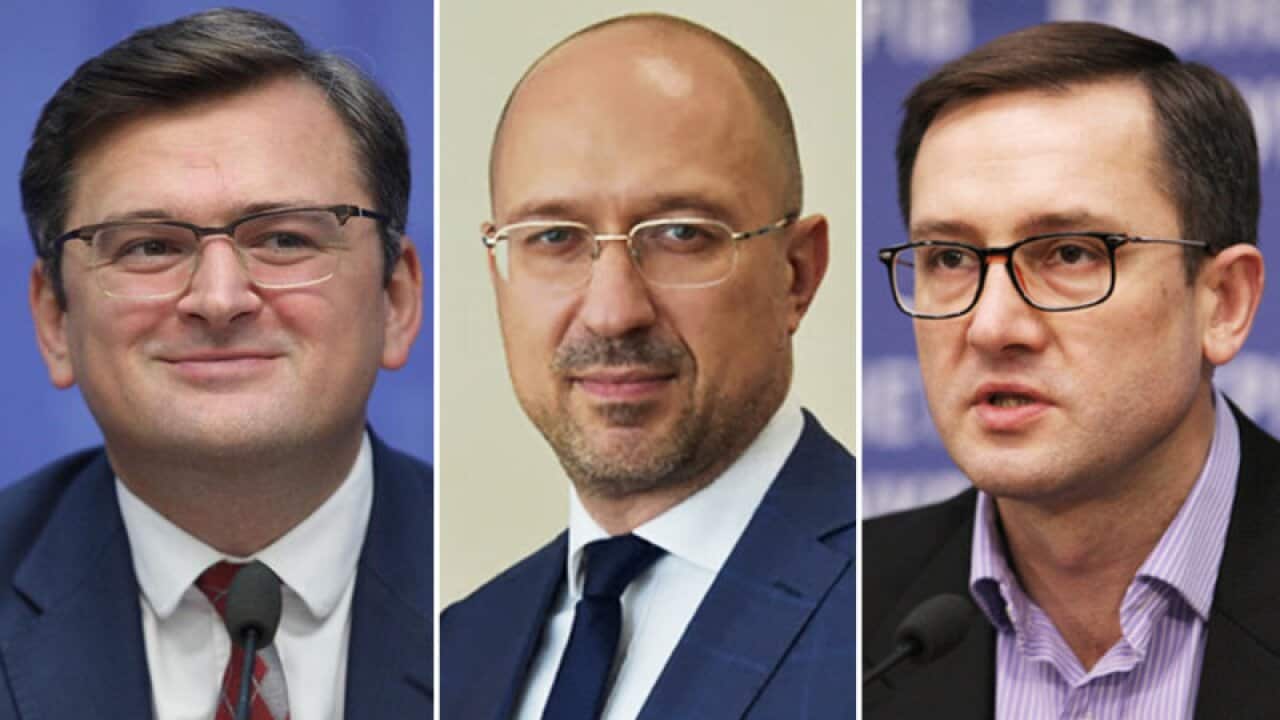 From left: Dmytro Kuleba, Denys Shmygal and Ihor Umansky.