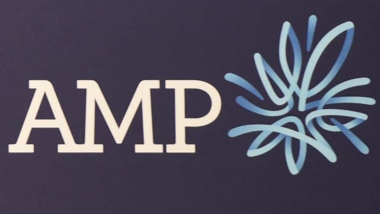 A close up of the AMP bank logo.