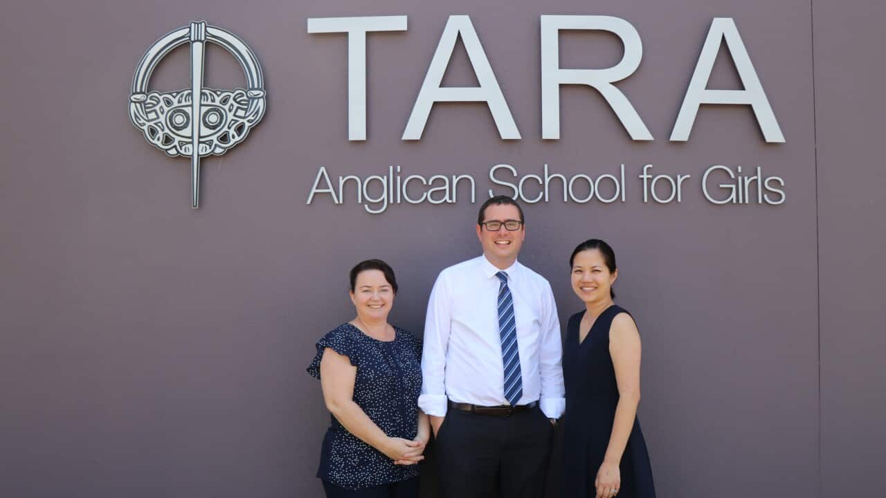 Melissa Losco, Mark Swainson and Jane Wong, teachers at Tara Anglican School for Girls.