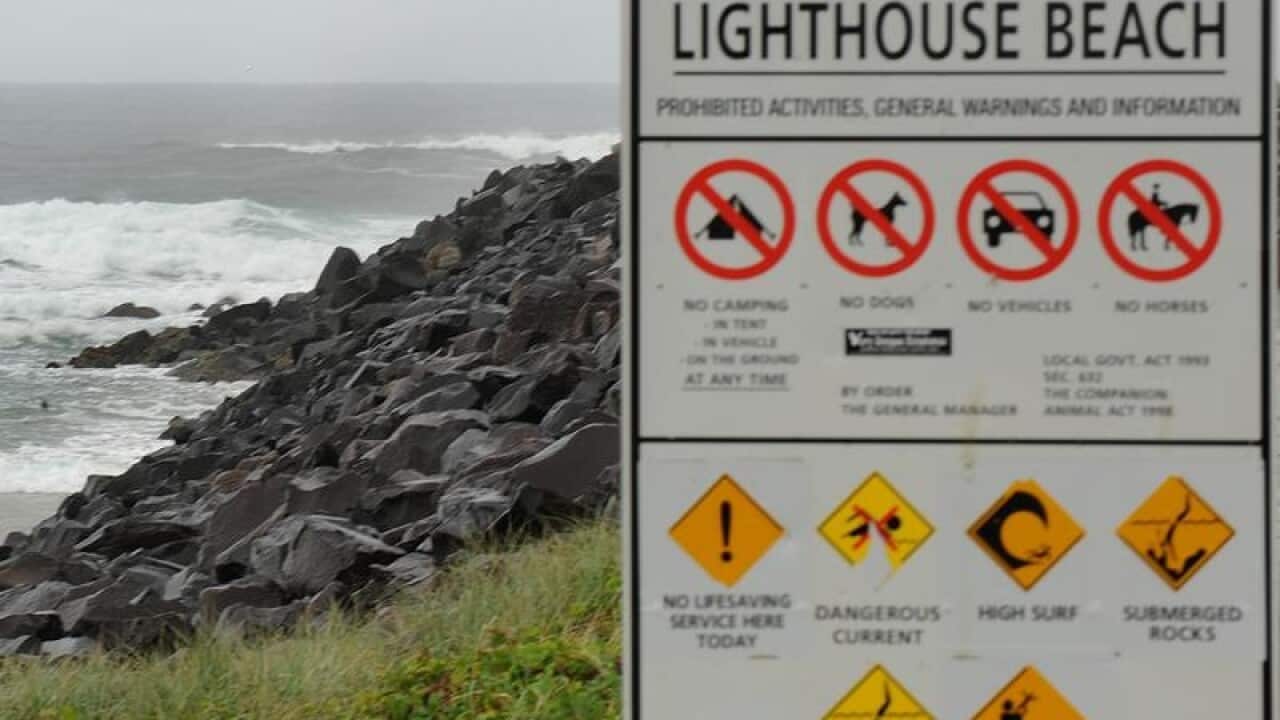 A sign at Lighthouse beach in Ballina
