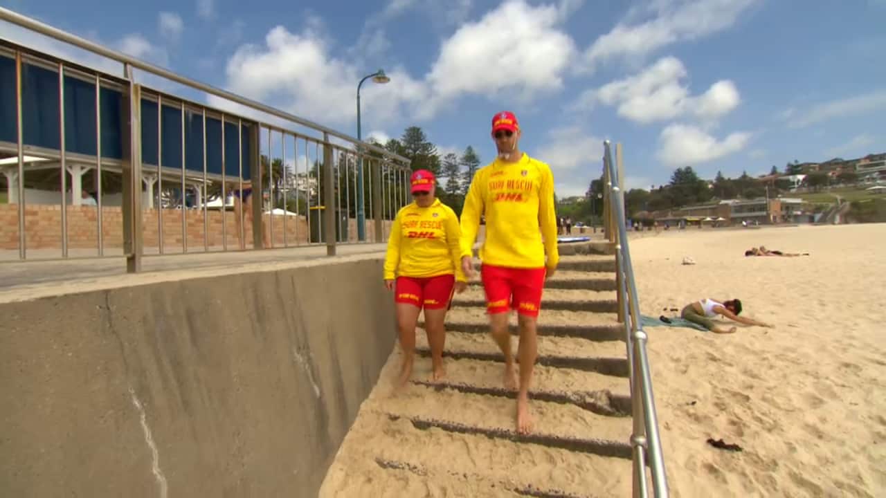 Surf lifesavers at work on the beach