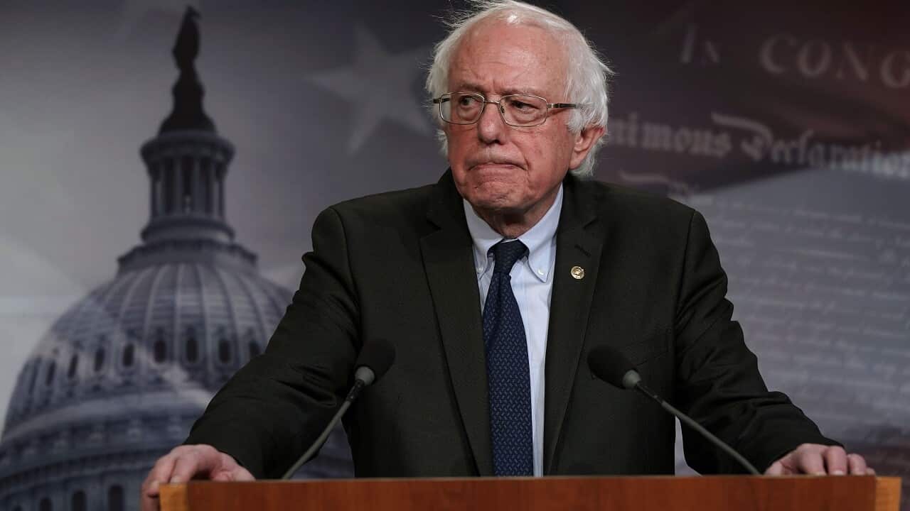 Bernie Sanders speaks at the Capitol in Washington, DC. 