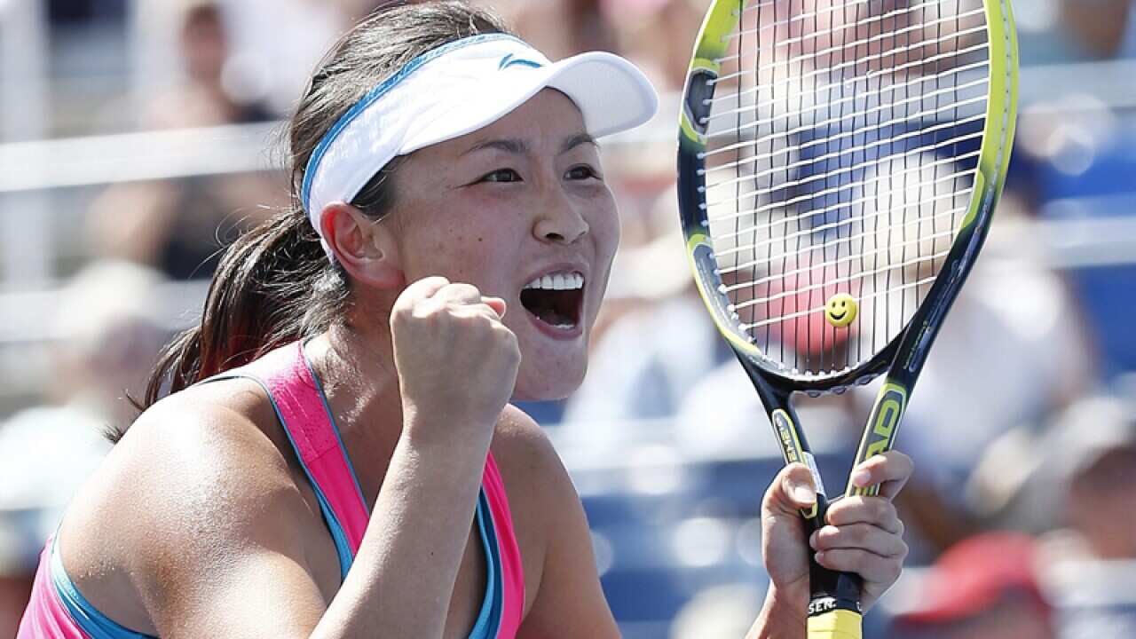 China's Peng Shuai reacts.