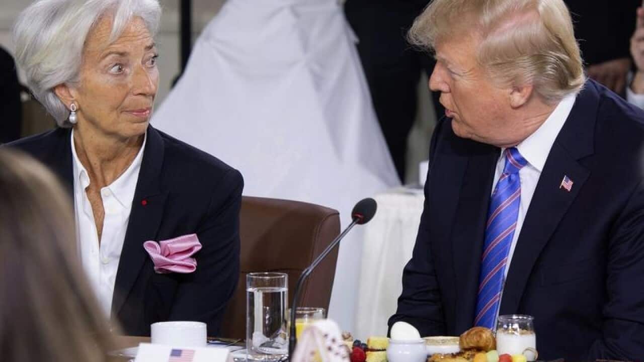 Christine Lagarde and Donald Trump.