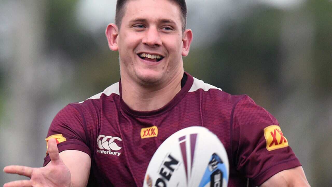 Jacob Lillyman during the Queensland Origin team training session