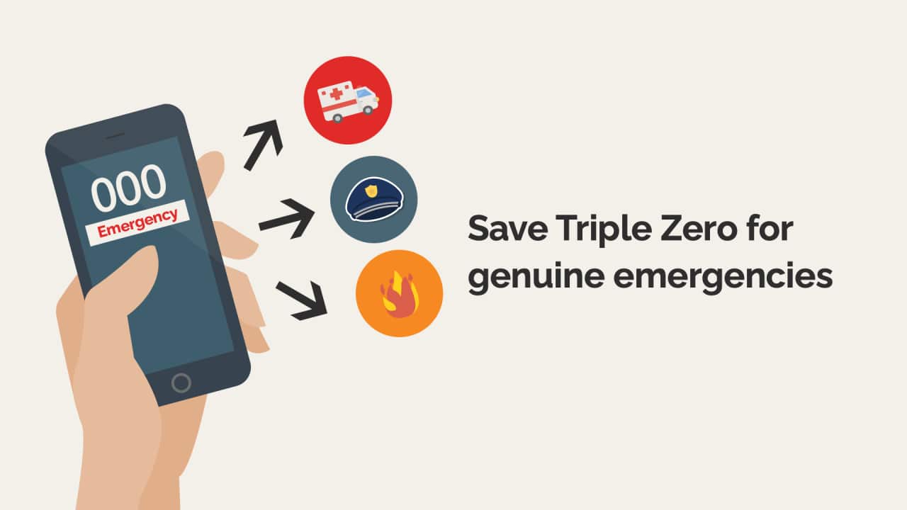 Piga simu kwa 000 tu kama kuna hali inayo tishia maisha, au dharura ambayo wakati ni mhimu kuzingatiwa.