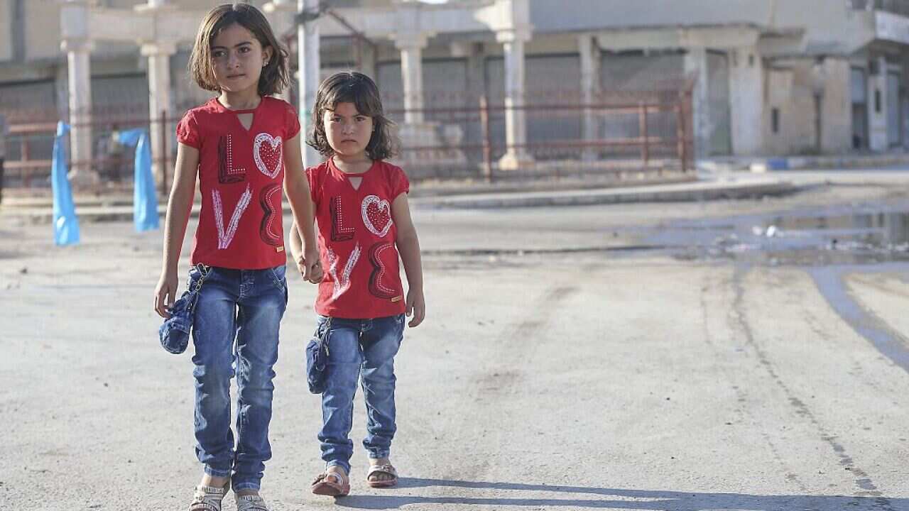 Children seen in Jarablus during the Eid Al-Adha on September 12, 2016. 