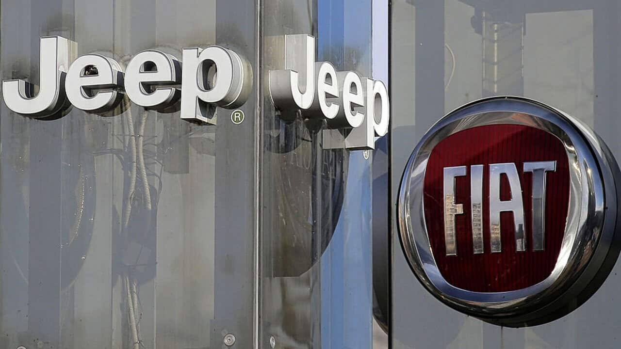 Jeep and Fiat, brands of Fiat Chrysler Automobiles (FCA), are pictured at a car dealer on January 13, 2017.