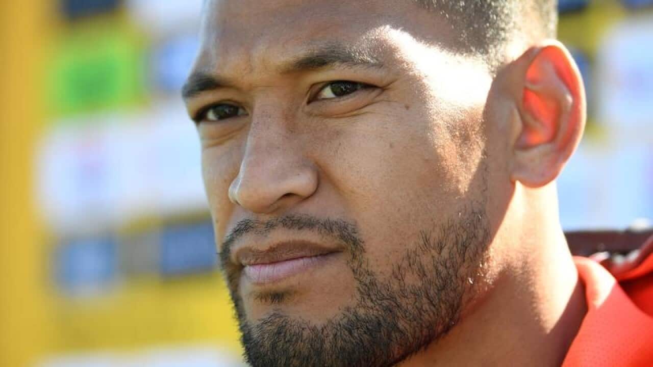 File image of Israel Folau of the Wallabies looking on.
