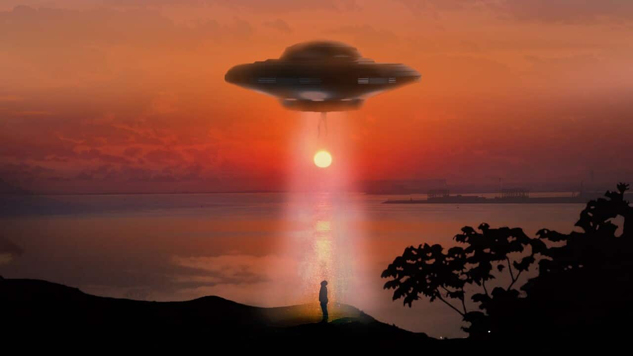 Imagen de una abducción extraterrestre.