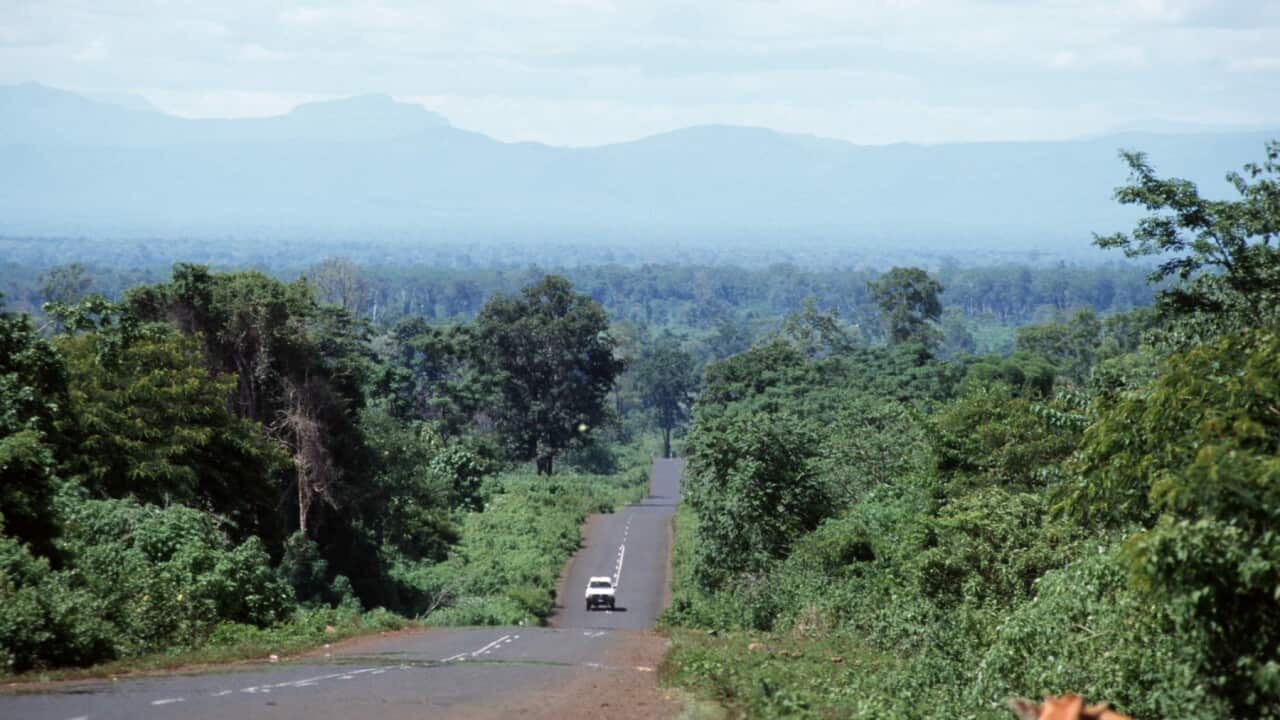 01-01-2001, A car drives down the highway near the village of Tad Lo in the Bolovens Plateau in Southern Laos (Photo by Ben Davies - LightRocket via Getty Images)