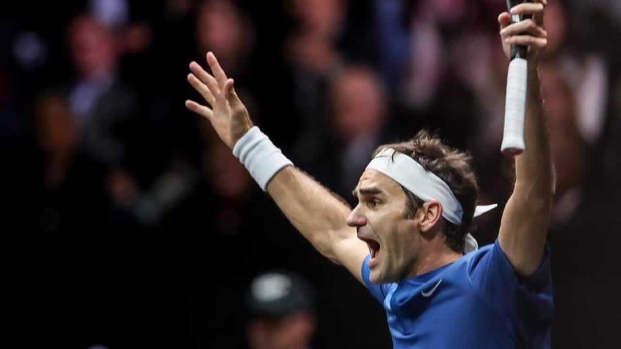 A jubilant Roger Federer