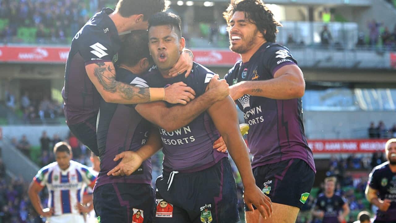 Ritchi Kennard of the Storm celebrates with team-mates
