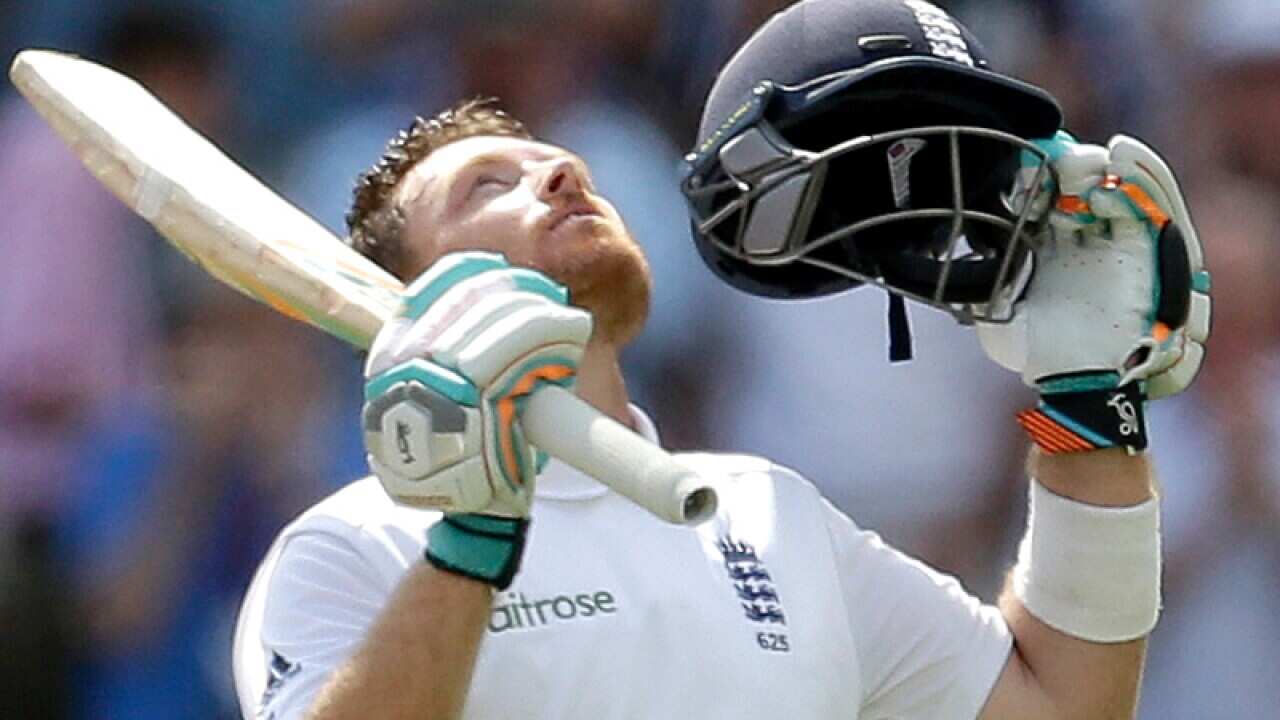 England's Ian Bell celebrates a century