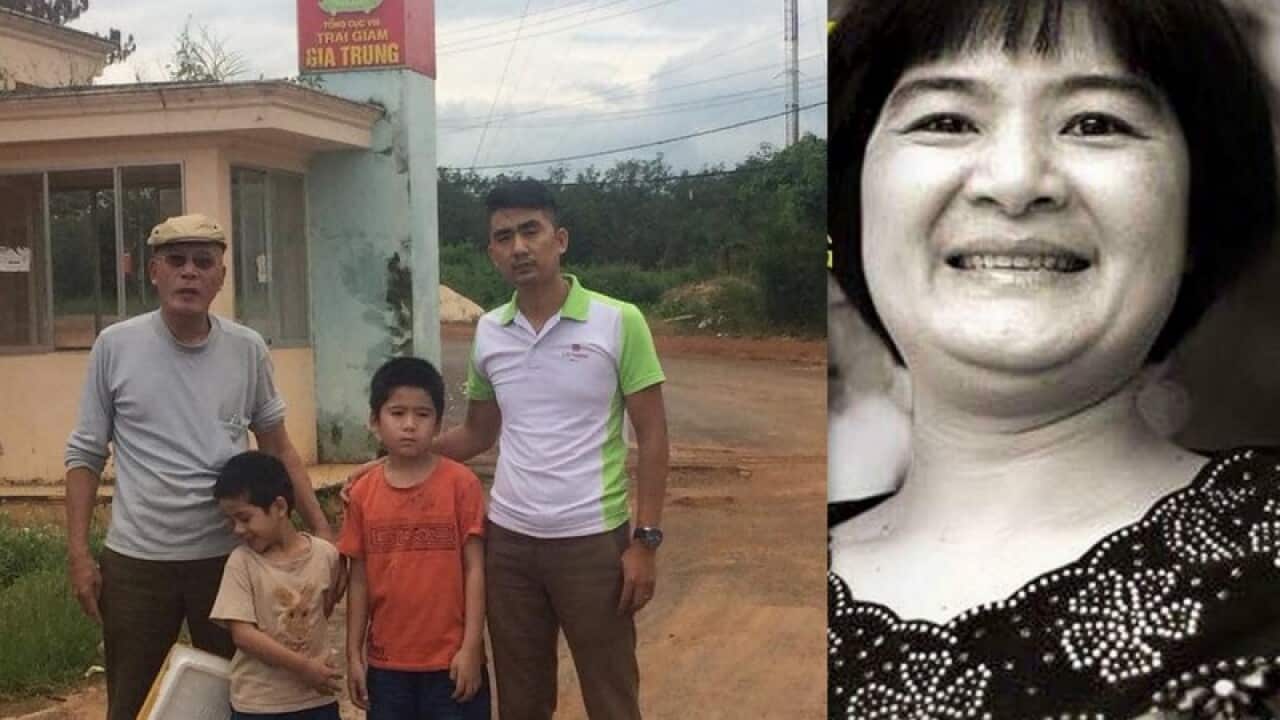 Gia đình Trần Thị Nga trước trại giam Gia Trung chuyến thăm ngày 30/9/2018