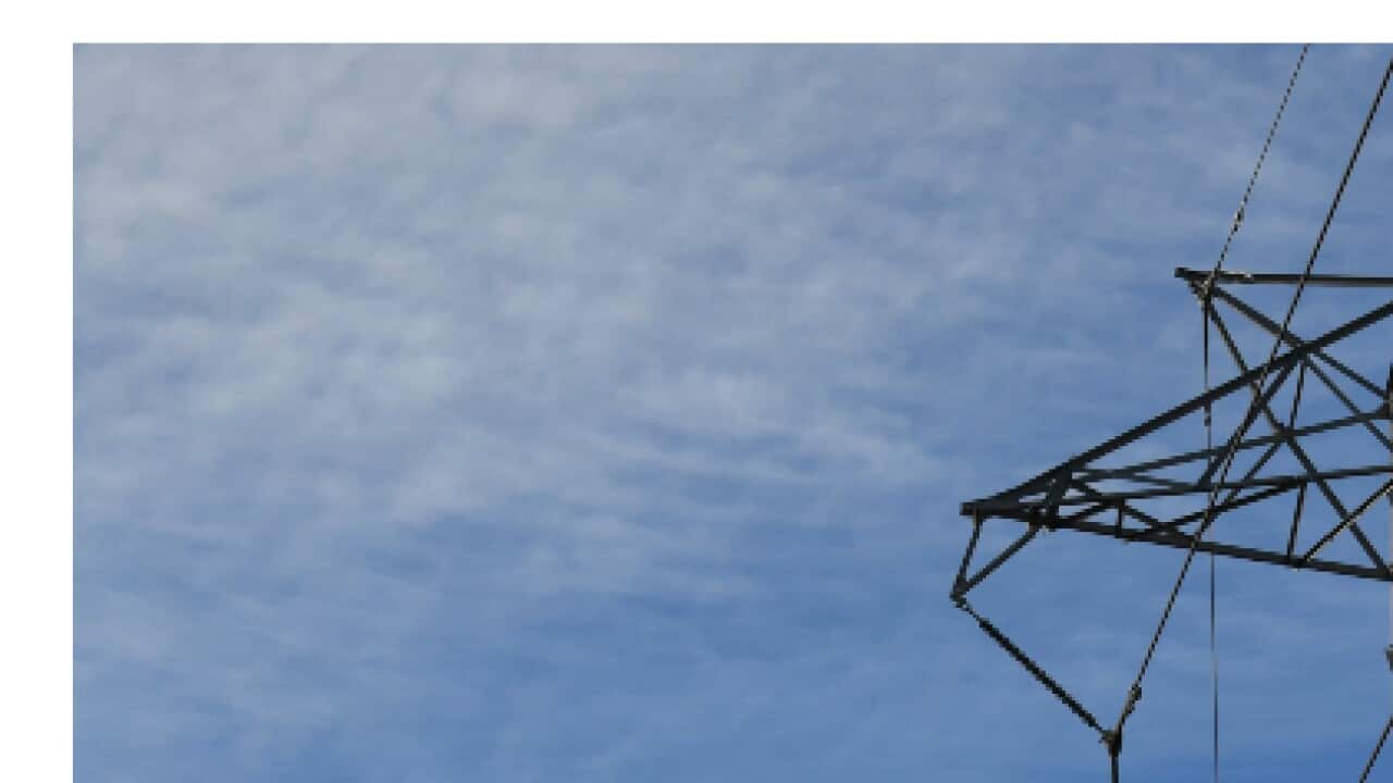 A high voltage transmission line is seen in Sydney
