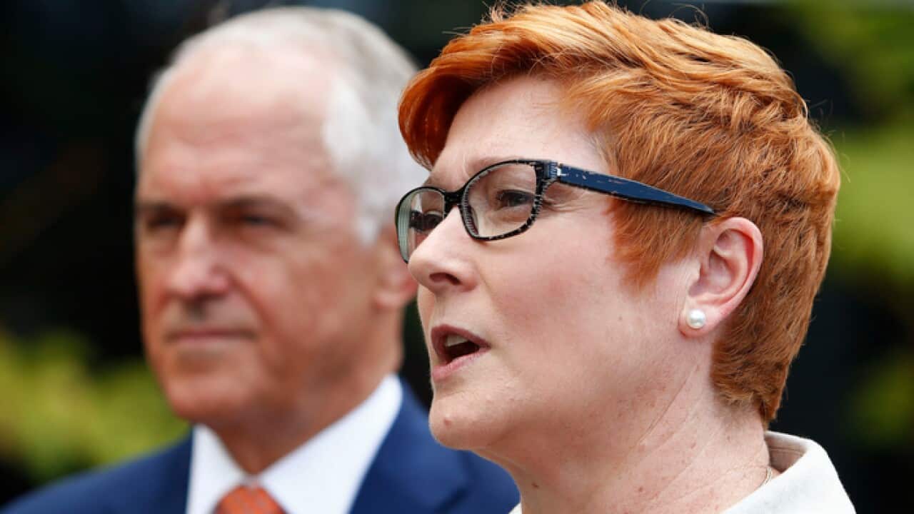 (L-R) Prime Minister Malcolm Turnbull and Minister for Defence, Senator Marise Payne talk to the media, Monday, January 29, 2018.