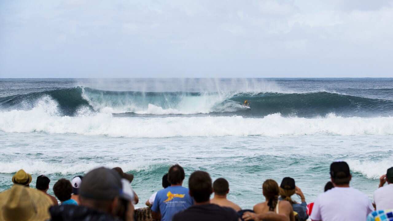 Mick Fanning at the Billabong Pipe Masters at Pipeline