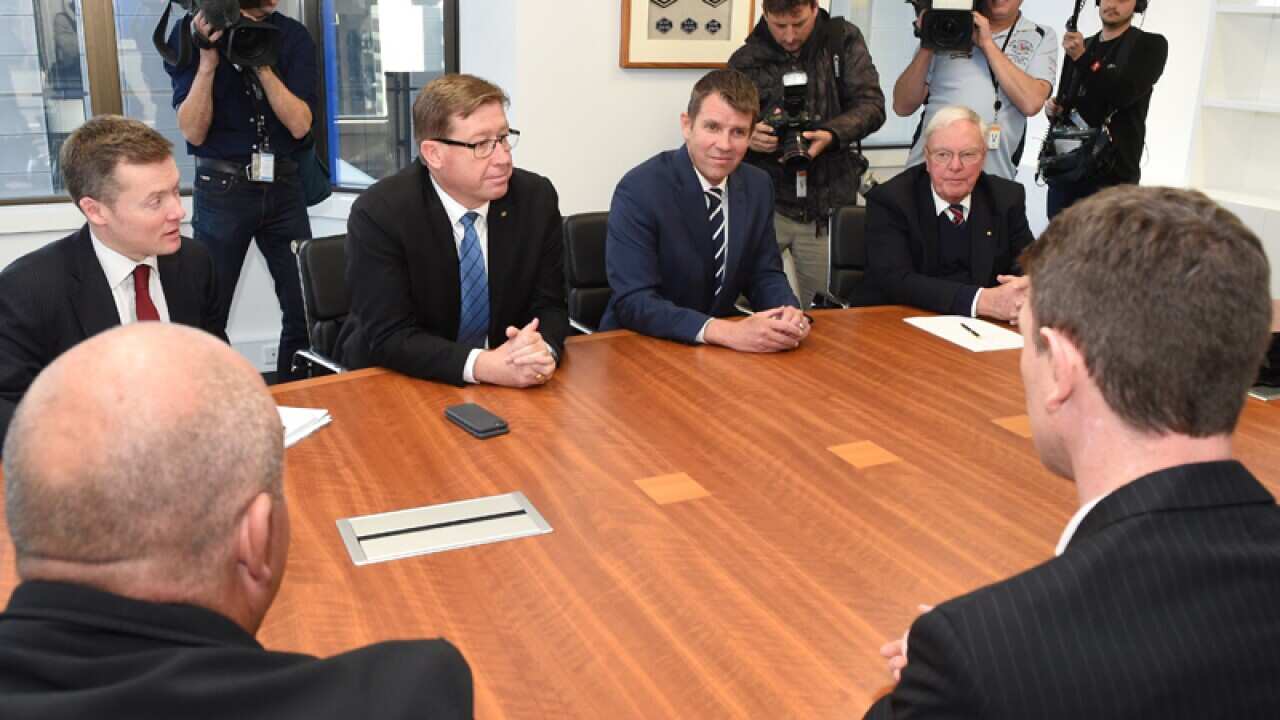 NSW Premier Mike Baird meets with greyhound industry members