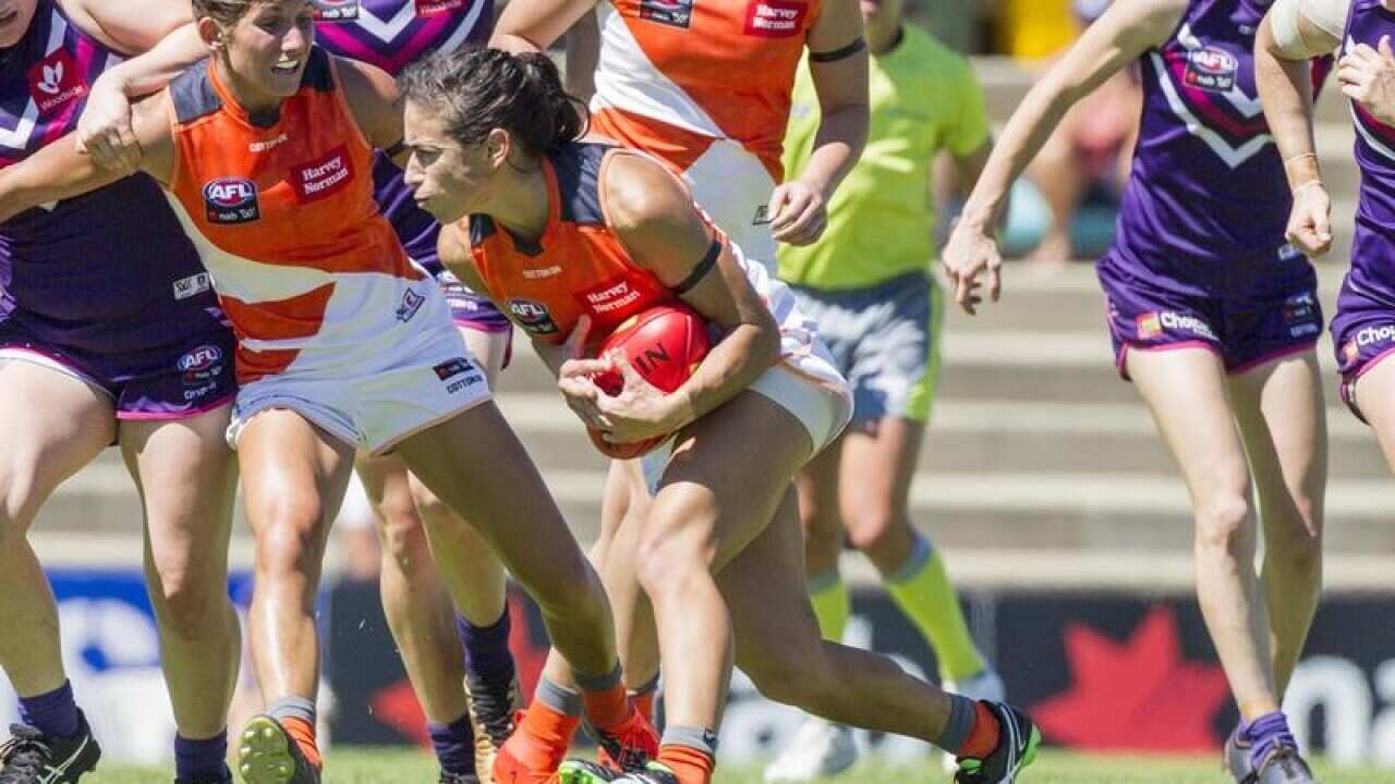 Rebecca Beeson for the GWS Giants during the Round 5 AFLW match.
