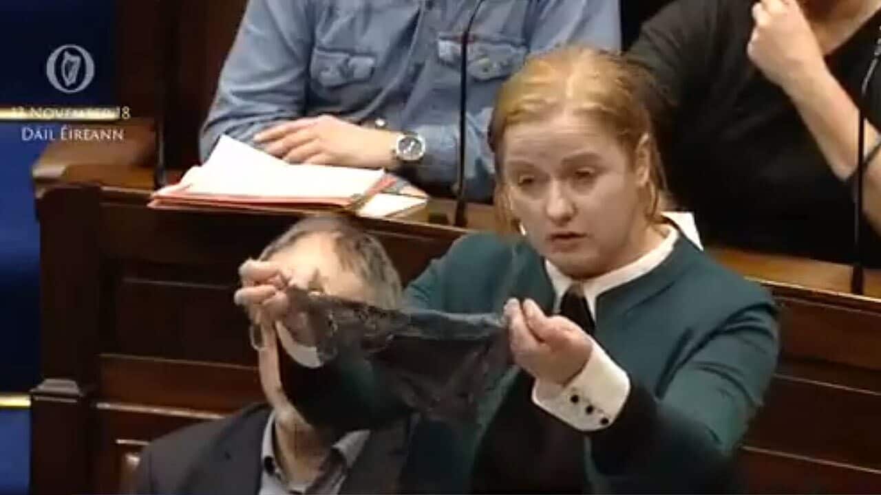 Irish MP Ruth Coppinger in parliament.