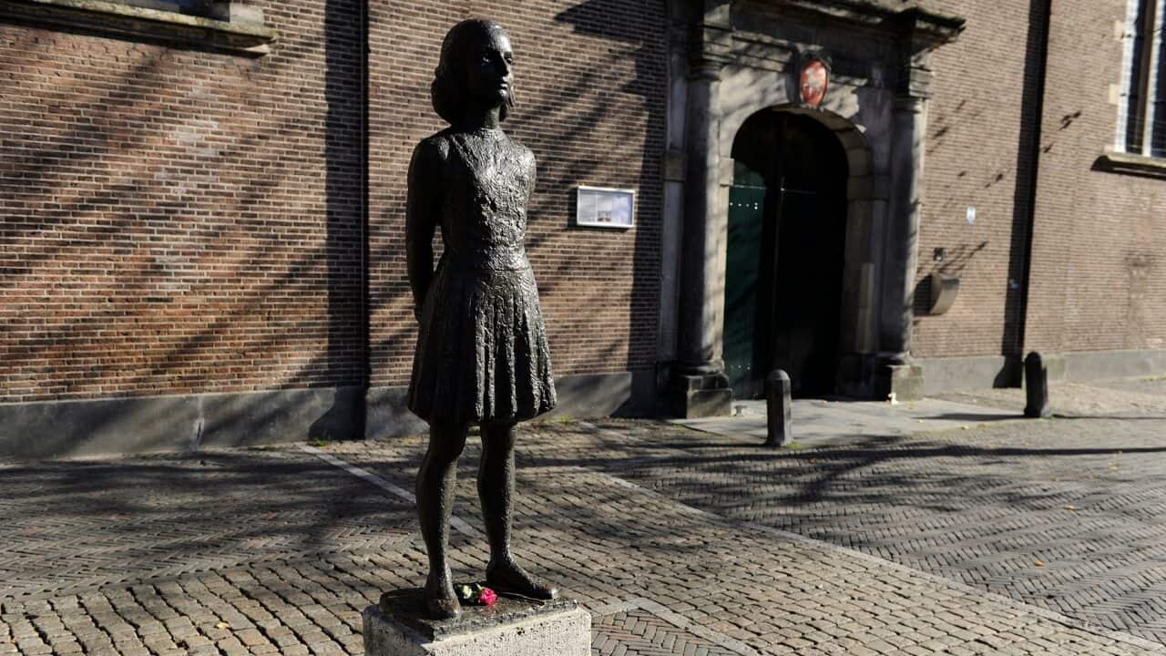 A statue of Anne Frank in Utrecht, Netherlands