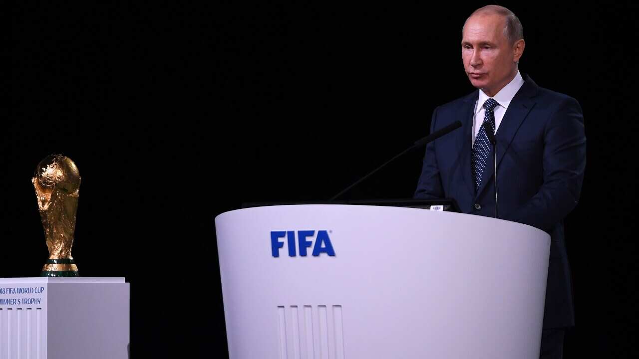 Russia Vladimir Putin Stanislav Cherchesov 2018 FIFA World Cup