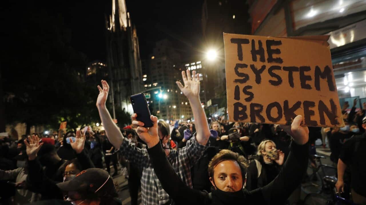 A George Floyd protest is held in New York
