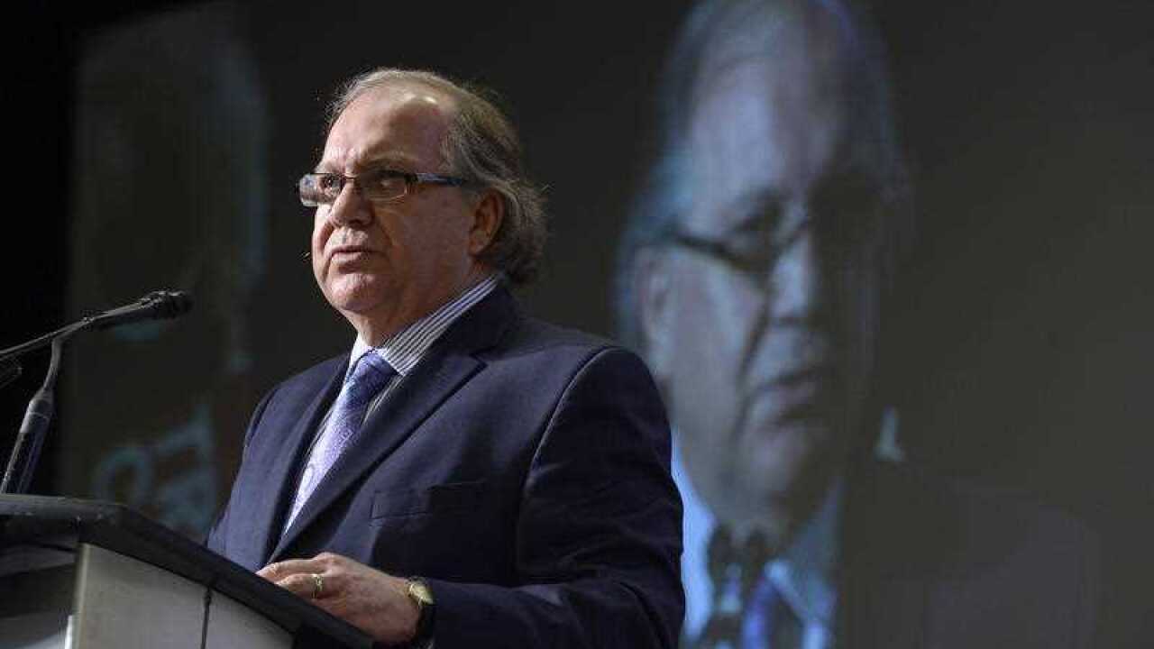 Aboriginal Affairs Minister Bernard Valcourt discusses the commissions report on Canada's residential school system at the Truth and Reconciliation Commission, Tuesday, Jun 2, 2015 in Ottawa, Ontario. (AAP)