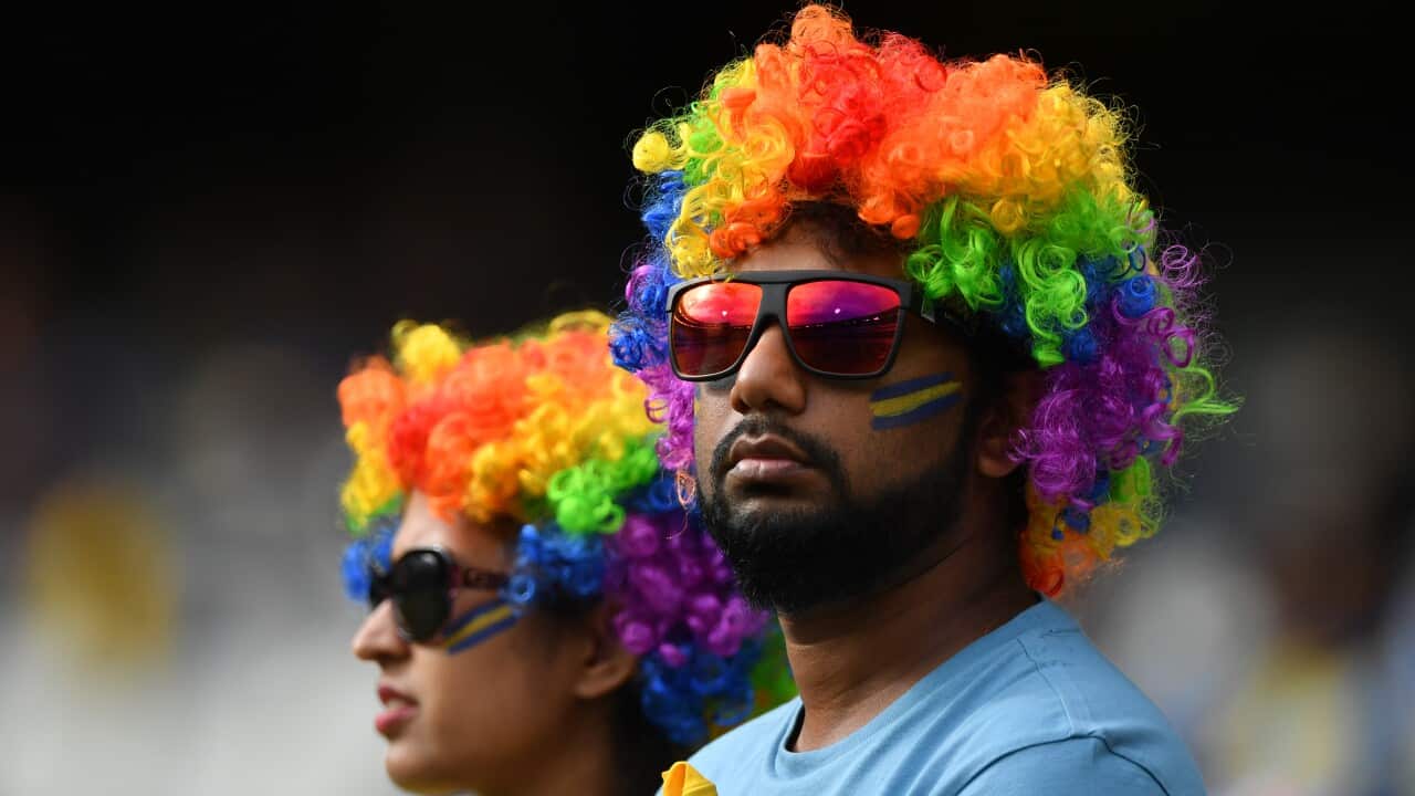 Sri Lanka supporters during the T20 International cricket match between Australia and Sri Lanka at the MCG in Melbourne, Sunday, February 20, 2022.