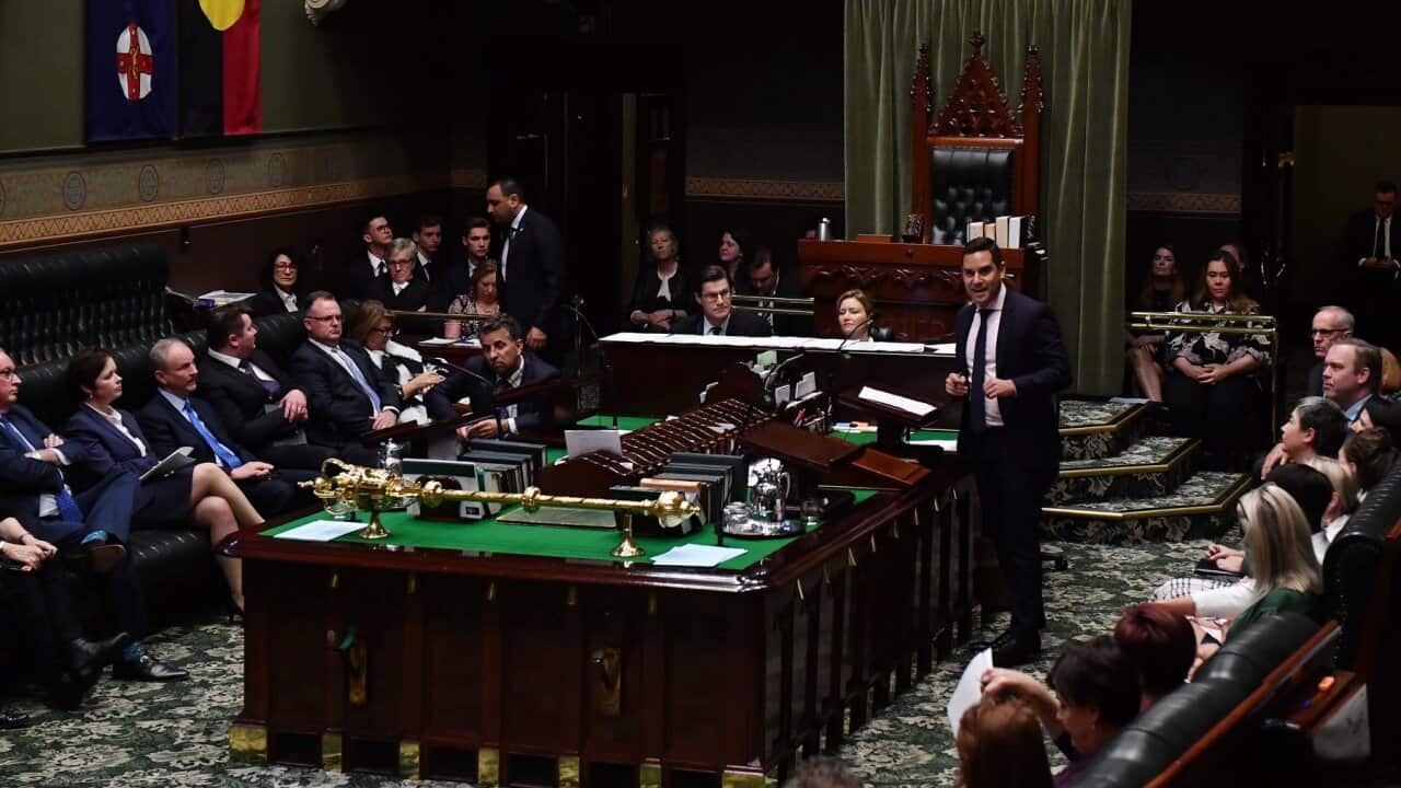 Independent MP Alex Greenwich speaking during the passing of the amended Abortion Law Reform Act which was passed in the Legislative Assembly in State Parliament in Sydney, Thursday, September 26, 2019. (AAP Image/Dean Lewins) NO ARCHIVING