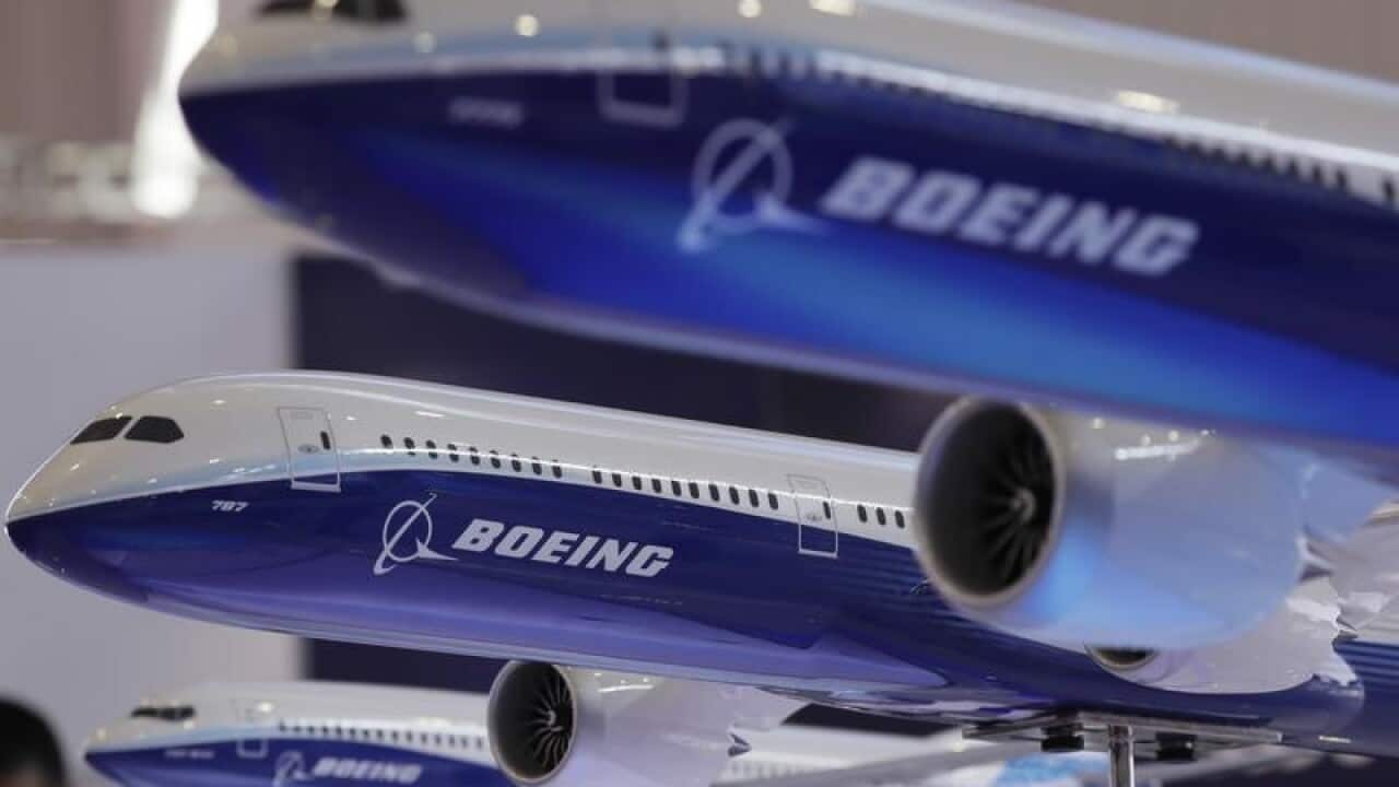 A file image of models of Boeing passenger planes