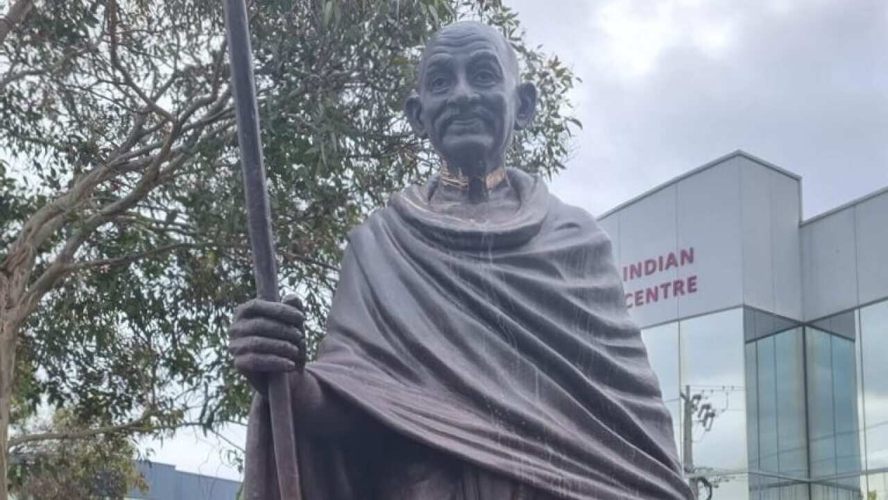Mahatma Gandhi's statue in Melbourne, Victoria.