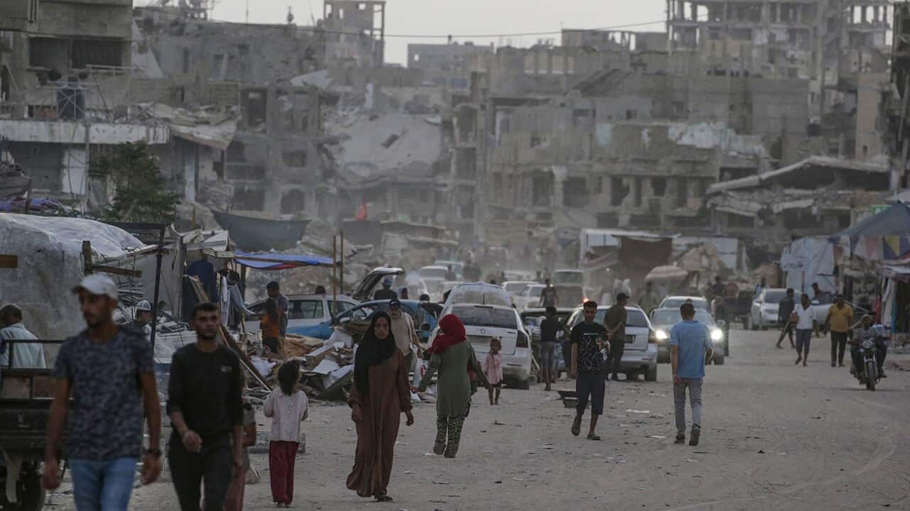 Displaced Palestinians in Khan Yunis, southern Gaza
