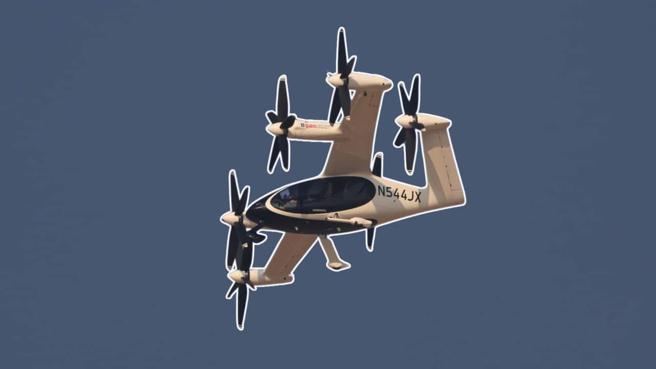 A Joby electric air taxi at the 2025 Dubai Airshow