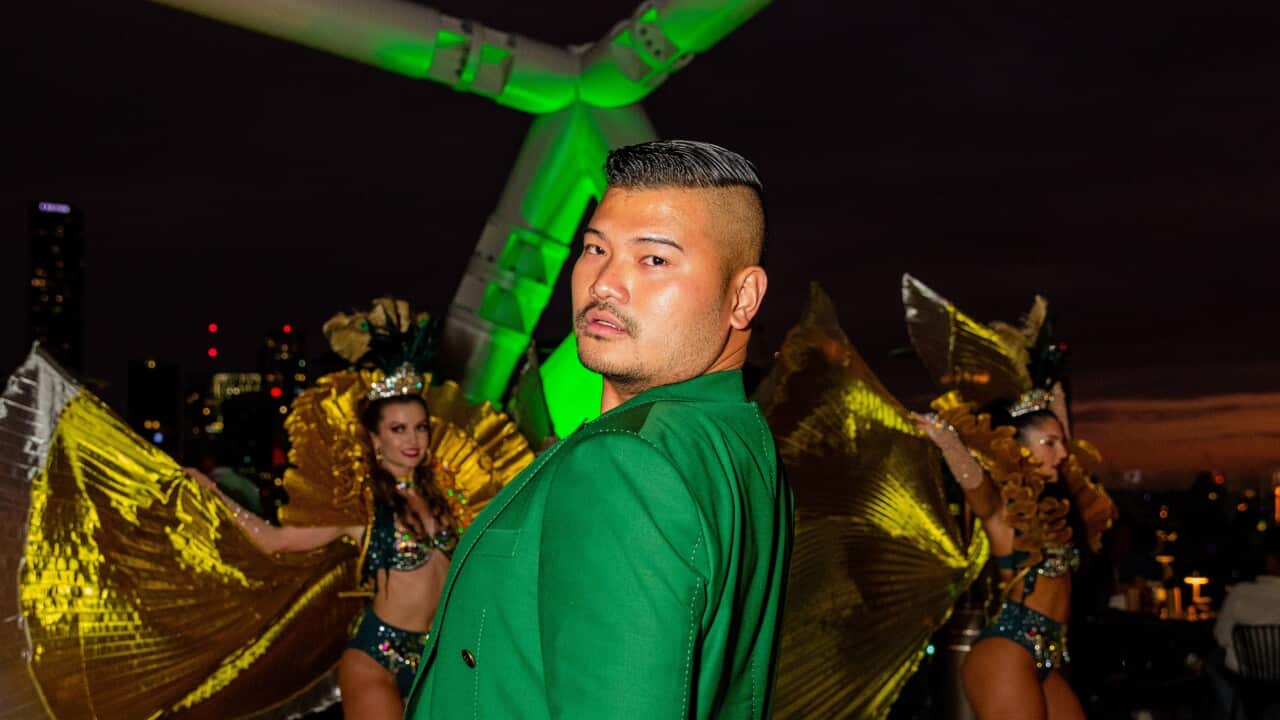 Angus Wahyudi, a singer and songwriter who is also a Brand Ambassador hosting an evening at Potentia Leisure in Brisbane, 2024. Credit photo: Soko Rooftop.