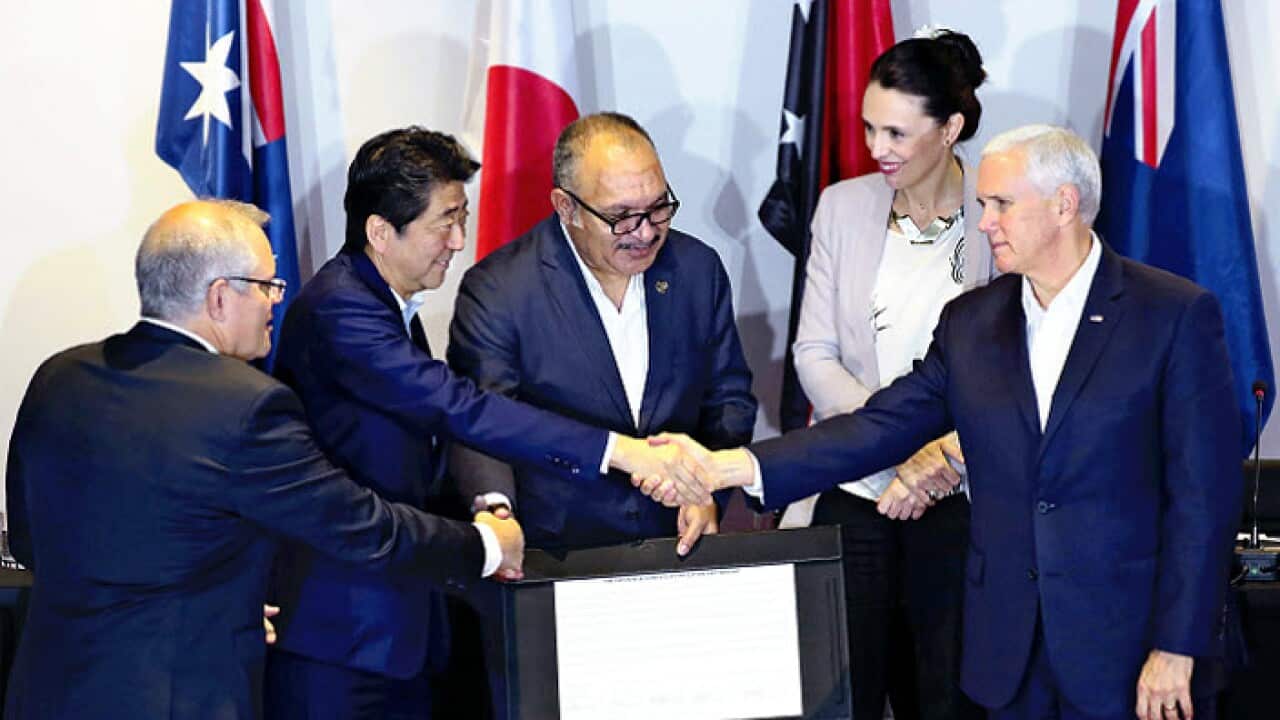 Waziri Mkuu Scott Morrison akiwa pamoja na viongozi wenza katika mkutano wa APEC