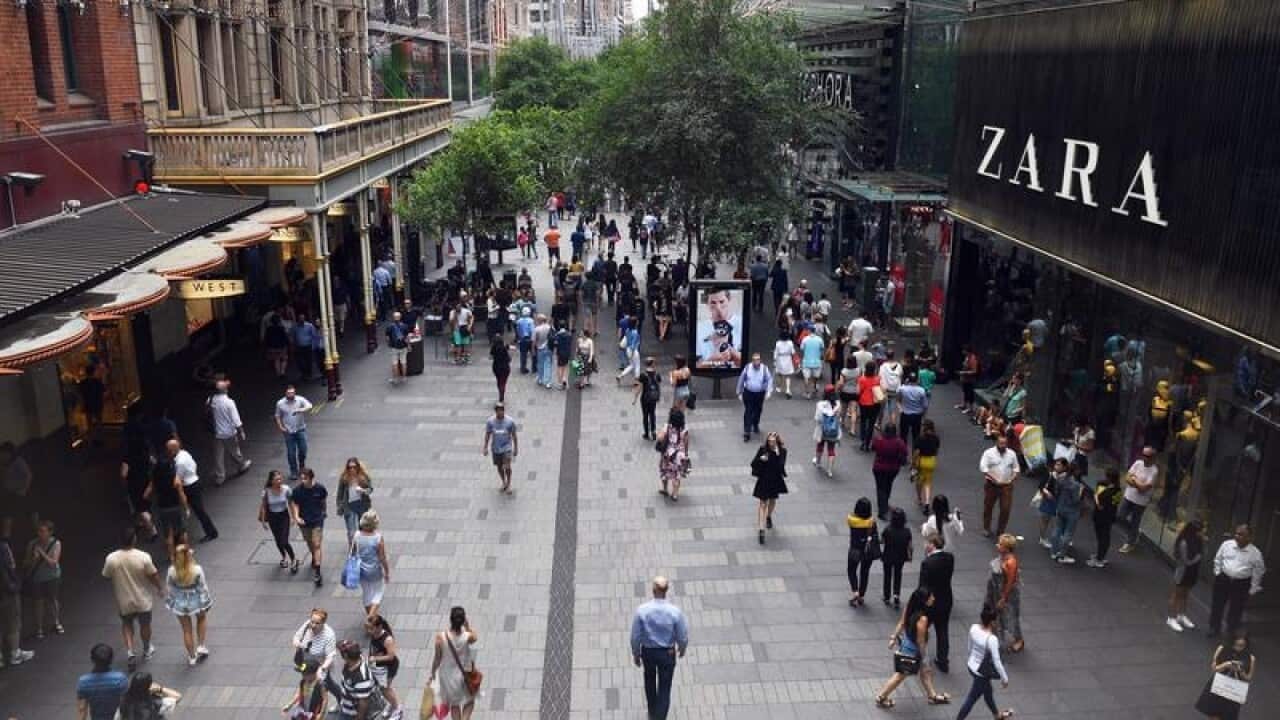 Shoppers are seen on Pitt St Mall.