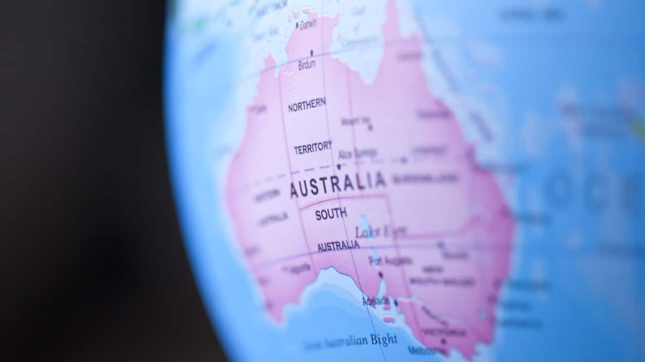 Close-up of Australia on globe
