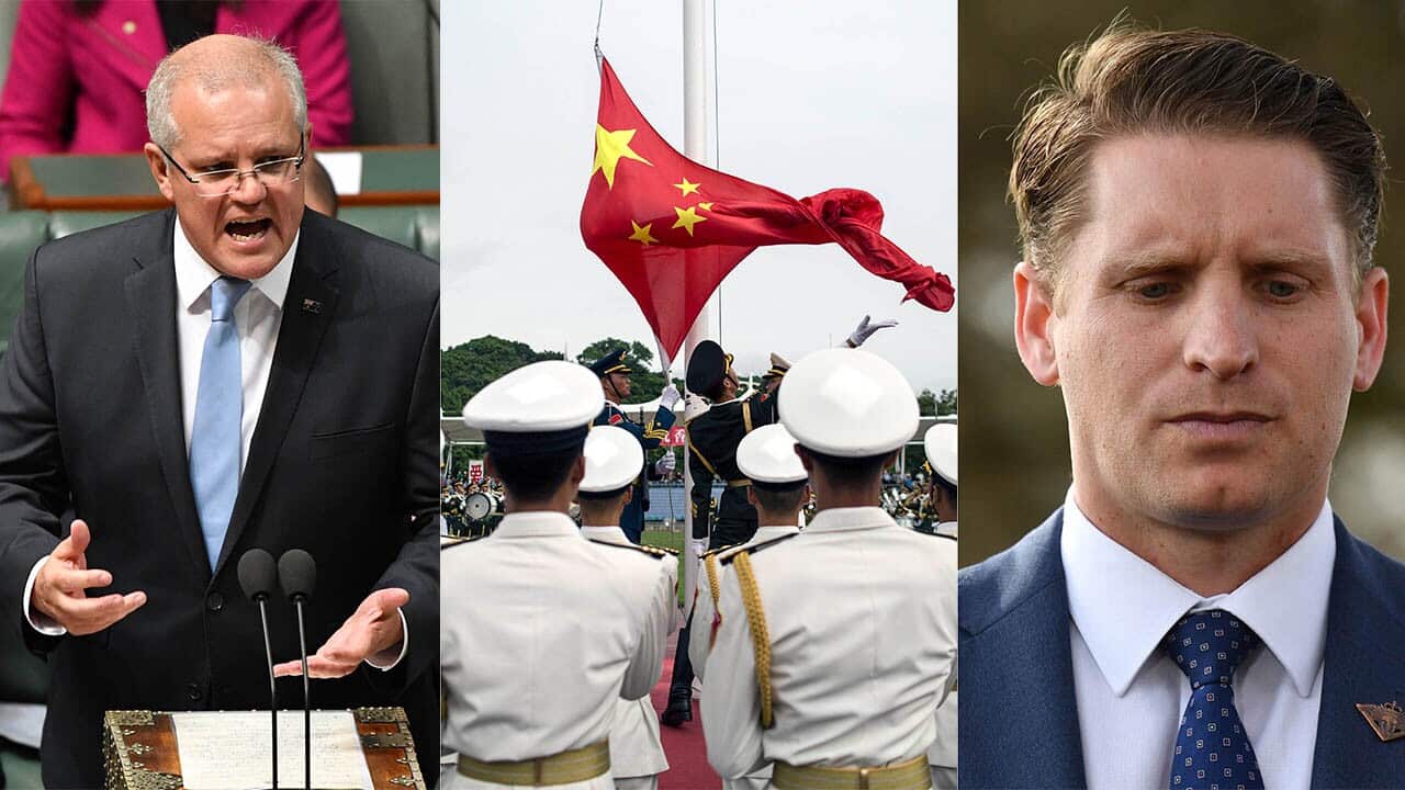 China says Liberal MP Andrew Hastie's comments about the threat posed by the rise of China is detrimental to its relationship with Australia.