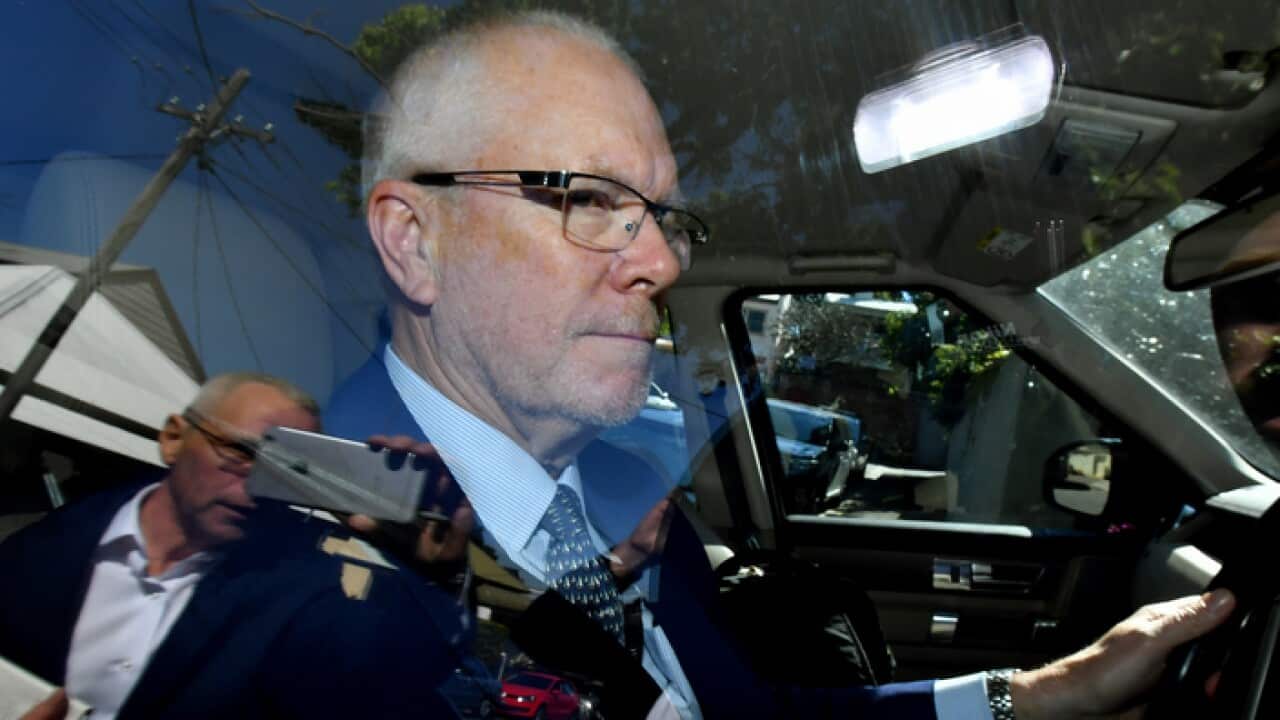 Former ABC Chairman Justin Milne returns to his home in Sydney