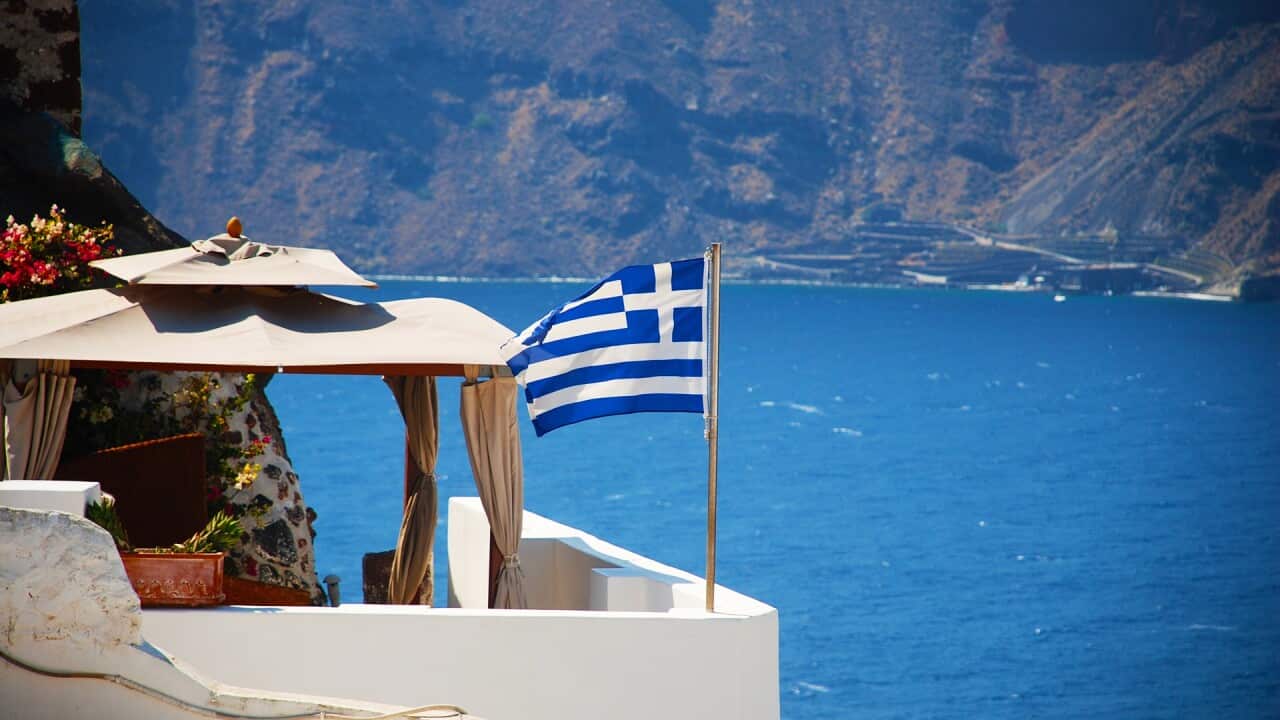 island greece greek flag