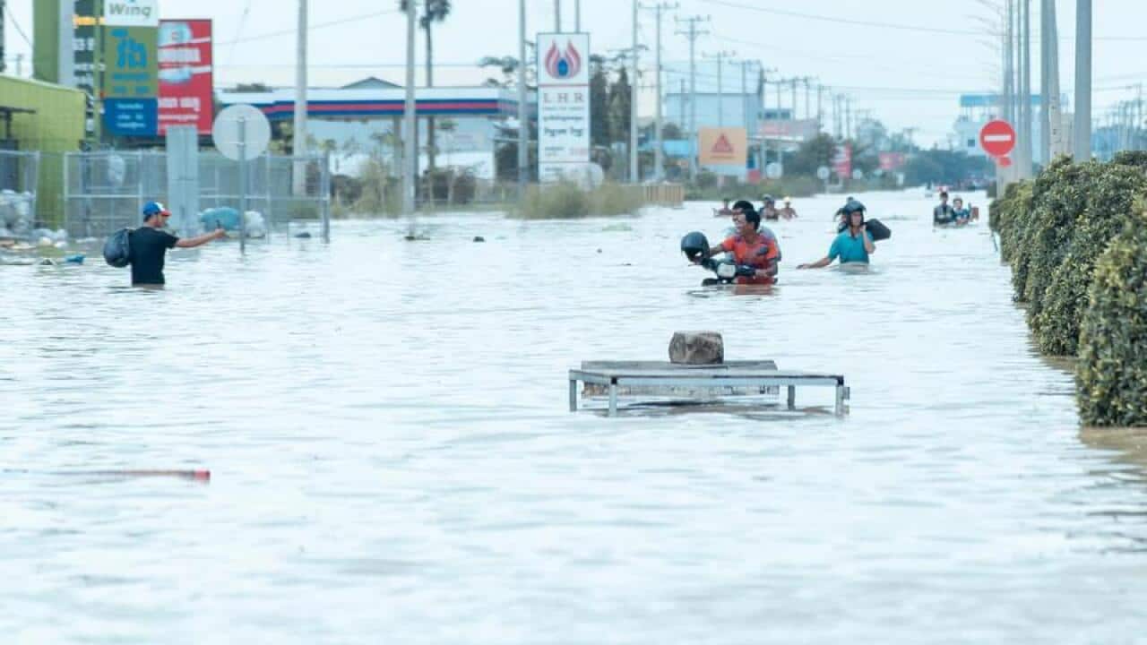 Flash flooding in Phnom Penh, Cambodia